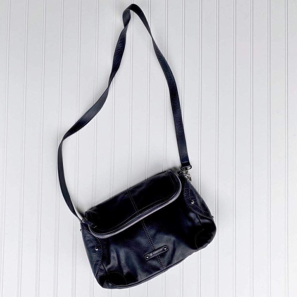 B. Makowsky dark navy leather crossbody bag